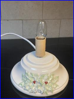 10.5 Nowell's Mold Ceramic Christmas Tree & Holly Base 1979 Vintage Bird Lights