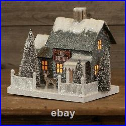 10 Camp Christmas Snow Lighted Putz House Tree Deer Retro Vntg Christmas Decor