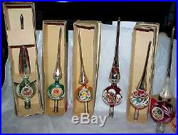 10 vintage INDENT Spire Christmas Tree Topper Glass & Plastic W Germany Poland