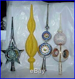 10 vintage INDENT Spire Christmas Tree Topper Glass & Plastic W Germany Poland