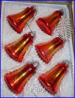 100 Christmas Tree Glass Ornaments Indent Hand blown & bell shape round VINTAGE