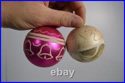 11 Vintage Shiny Brite Glass Christmas Tree Ornaments MCM Large Balls Decor