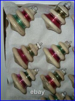 (11) Vtg 1960's Shiny Brite Mercury Glass Ufo Christmas Tree Ornaments With Mica