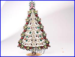 12.5 Vintage Czech handmade free standing glass rhinestone Christmas tree Husar