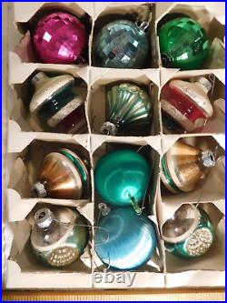 12 Assorted Vintage Christmas Tree Ornaments in Box 7 Shiny Brite Lantern