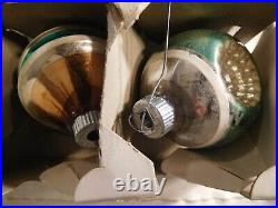 12 Assorted Vintage Christmas Tree Ornaments in Box 7 Shiny Brite Lantern