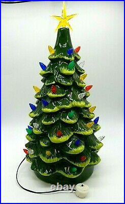 12 Christmas Tree Musical Flocked Ceramic Lighted Blinks with Music Vintage Works