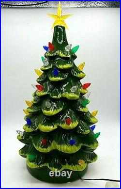 12 Christmas Tree Musical Flocked Ceramic Lighted Blinks with Music Vintage Works