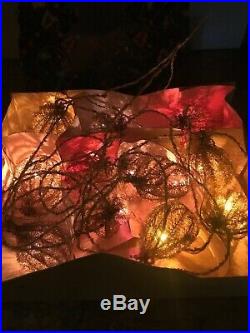 12 VTG ANTIQUE Italian TINSEL CHRISTMAS TREE LIGHTS WithBOX 110 120 Volt
