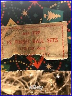 12 VTG ANTIQUE Italian TINSEL CHRISTMAS TREE LIGHTS WithBOX 110 120 Volt