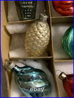 12 VTG Antique Glass Figural Christmas Tree Ornaments Swirl Acorn Lantern