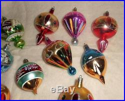 12 Vtg Fancy Poland Mercury Glass Xmas Tree Ornaments Top Tear Drop Great Shapes