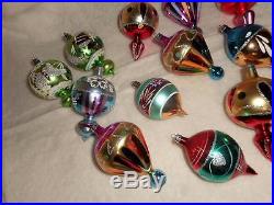 12 Vtg Fancy Poland Mercury Glass Xmas Tree Ornaments Top Tear Drop Great Shapes