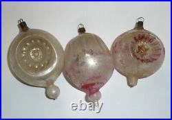 (12) Vintage Antique X-mas Tree Ornaments Parachute, Nipple, Triple Indent