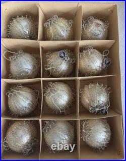 12 Vintage Austria Christmas Glass Ornament With Wire Org Label & Box