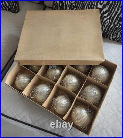 12 Vintage Austria Christmas Glass Ornament With Wire Org Label & Box