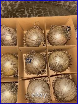 12 Vintage Austria Christmas Glass Ornament With Wire Org Label & Box