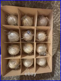 12 Vintage Austria Christmas Glass Ornament With Wire Org Label & Box