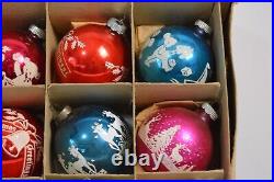 12 Vintage Glass Ornaments Circus Clown Noel Reindeer USA St Nick Christmas Tree