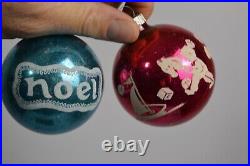 12 Vintage Glass Ornaments Circus Clown Noel Reindeer USA St Nick Christmas Tree