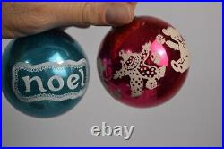 12 Vintage Glass Ornaments Circus Clown Noel Reindeer USA St Nick Christmas Tree