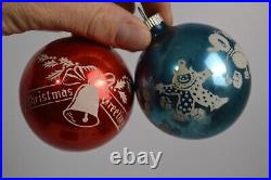 12 Vintage Glass Ornaments Circus Clown Noel Reindeer USA St Nick Christmas Tree