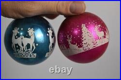 12 Vintage Glass Ornaments Circus Clown Noel Reindeer USA St Nick Christmas Tree