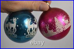 12 Vintage Glass Ornaments Circus Clown Noel Reindeer USA St Nick Christmas Tree