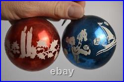 12 Vintage Glass Ornaments Circus Clown Noel Reindeer USA St Nick Christmas Tree