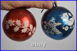 12 Vintage Glass Ornaments Circus Clown Noel Reindeer USA St Nick Christmas Tree