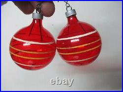 12 Vintage PREMIER Matching Red Unsilvered Glass Christmas Ornaments in Orig Box