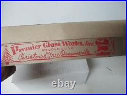 12 Vintage PREMIER Matching Red Unsilvered Glass Christmas Ornaments in Orig Box