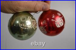 12 Vintage Shiny Brite Glass Christmas Tree Ornaments MCM Large Balls Decor Box