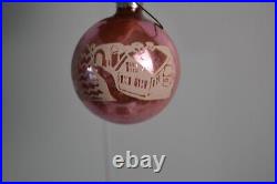 12 Vintage Shiny Brite Pink & Glitter Glass Christmas Tree Ornaments & Box