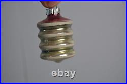 12 Vintage Shiny Brite Ribbed Christmas Tree Ornaments Glass Lantern Indent