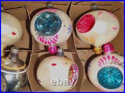 12 Vtg Mercury Glass Christmas Tree Ornament DOUBLE INDENT Balloon Tip IOB/Box