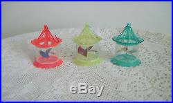 12 Vtg Plastic Carousel Birdcage Spinner Christmas Tree Ornaments/Decorations