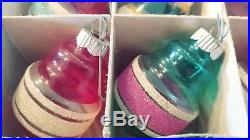 12 Vtg SHINY BRITE Christmas Tree Glass Ornaments with original box