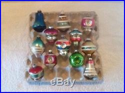 12 Vtg Shiny Brite Ufotoplanterntree Indents 3.5-2.5 Christmas Ornaments