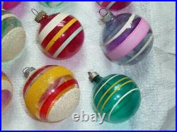 12 Vtg Shiny Brite X-mas Tree Glass Ball Ornaments Ww II Era Unsilvered, Mica