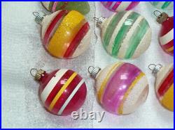 12 Vtg Shiny Brite X-mas Tree Glass Ball Ornaments Ww II Era Unsilvered, Mica