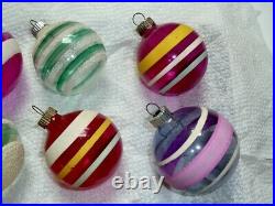 12 Vtg Shiny Brite X-mas Tree Glass Ball Ornaments Ww II Era Unsilvered, Mica