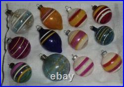 12 Vtg X-mas Tree Glass Ornaments World War Ww II Era Unsilvered Mica Tinsel