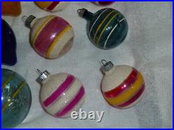 12 Vtg X-mas Tree Glass Ornaments World War Ww II Era Unsilvered Mica Tinsel
