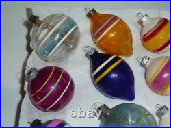 12 Vtg X-mas Tree Glass Ornaments World War Ww II Era Unsilvered Mica Tinsel