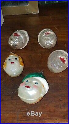 12 West Germany Vintage Christmas Ornaments Blown Glass Tree Santas teapot elf