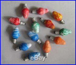 13 Vintage Westinghouse Marbleized Marble Swirl C7 Christmas Tree Bulbs Lights