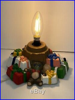 14 Lighted Ceramic Christmas holiday Tree VTG 1980 WORKS Presents base