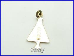 14k Solid Yellow Gold Christmas Tree Design Vintage Charm Pendant Necklace Gift