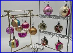 14x mismatched colours Christmas tree glass ornaments Indented Ornaments